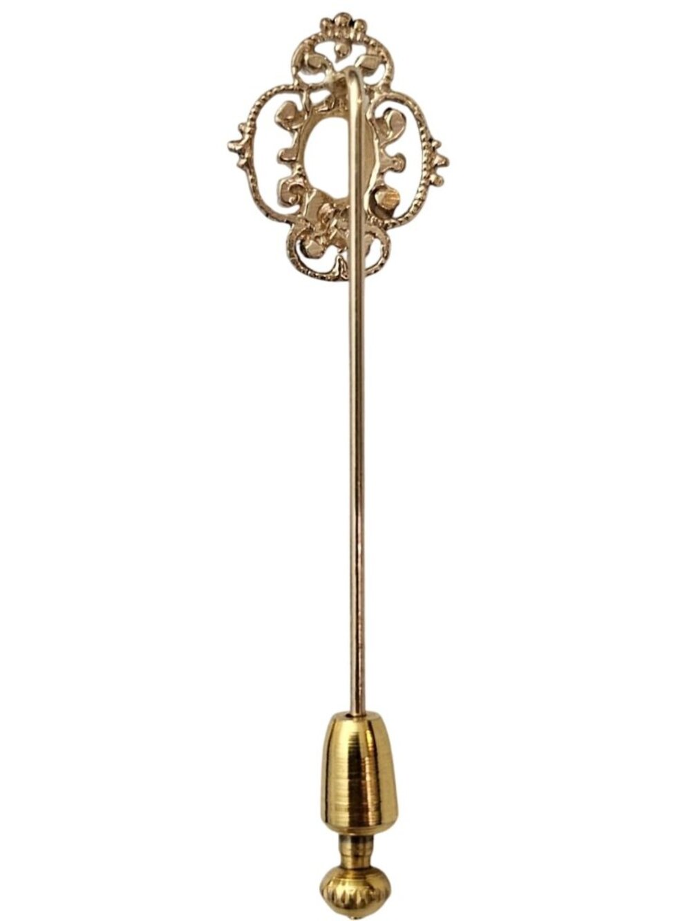 14K Yellow Gold Opal Stick Lapel Filigree Pin J798 - Picture 6 of 9